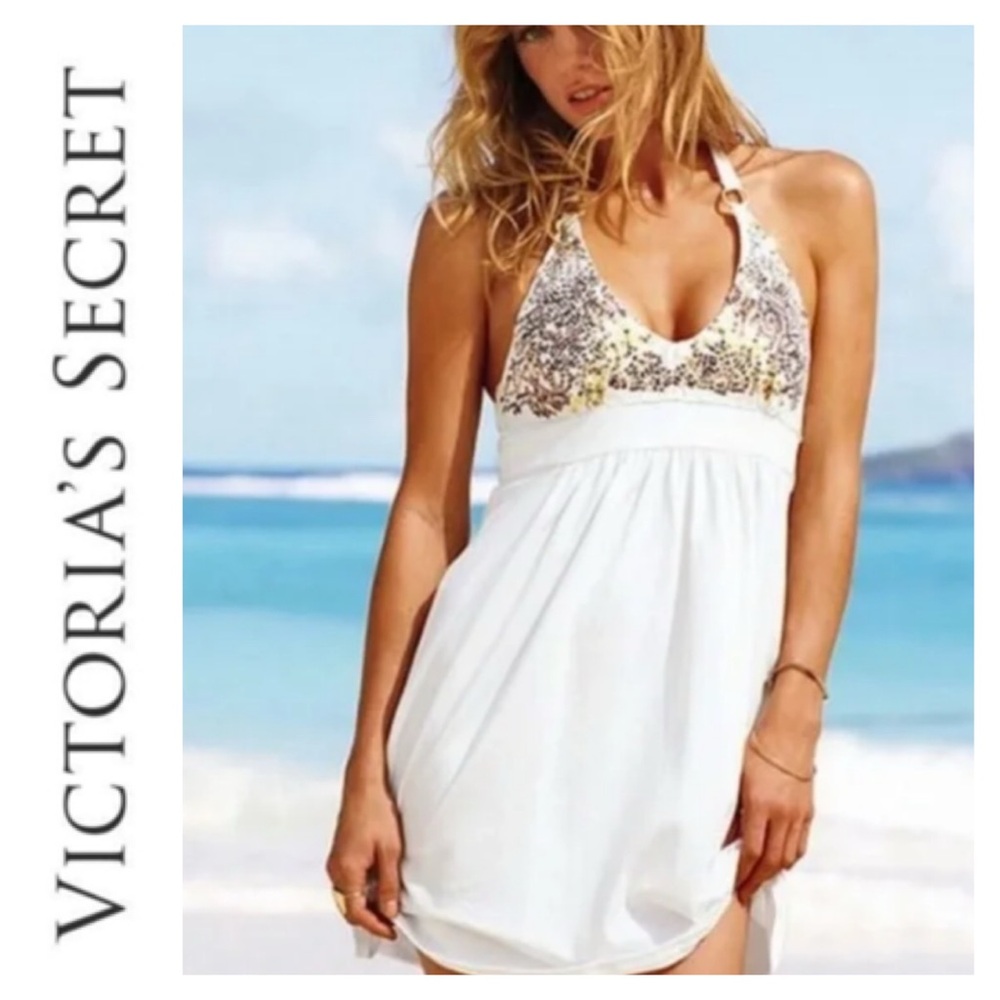 VICTORIAS SECRET Beach Coverup Swim Dress Halter Size Small